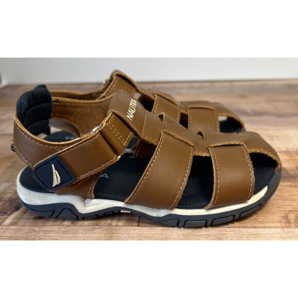 Nautica Brown Open-Toe Sandals With Adjustable Straps Boys 9 - Picture 3 of 5
